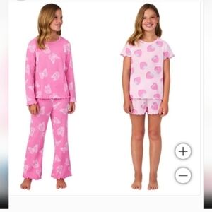 Saint Eve Youth Girls' 4-piece Short & Long Thermal Pajama Set, Pink - nwt